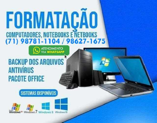 Foto 1 - Formatao Notebook,Computadores em Salvador